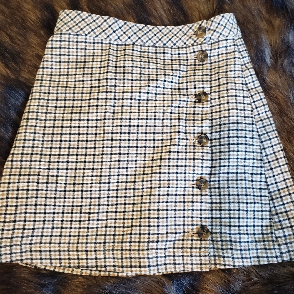 H&M Divided Women's Plaid Side-button Front Mini Skirt Size 2